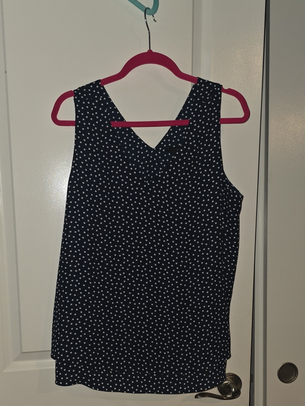 Ann Taylor Navy Top with White Polka Dots
